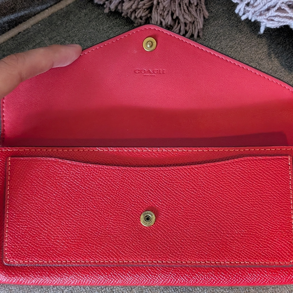 Coach Red Leather Wristlet with Gold Accent - Picture 6 of 9